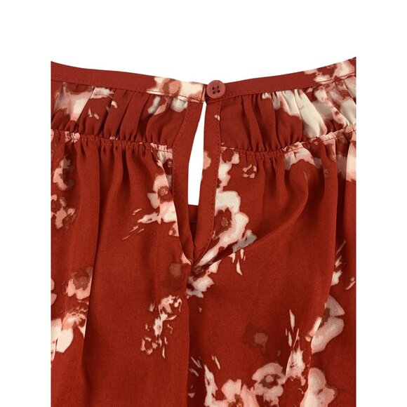 Simply Vera Vera Wang Sleeveless Floral Print Red Blouse Ruffle Neck Size PS - Picture 8 of 10